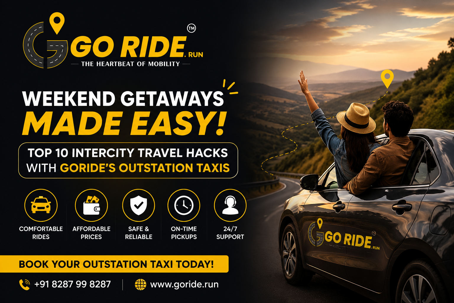 Weekend Getaways Made Easy: Top 10 Intercity Travel Hacks with GoRide's Outstation Taxis